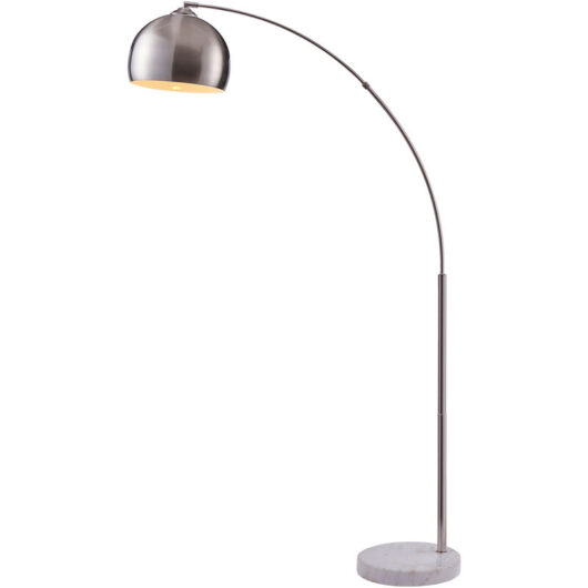 Teamson Home - Arquer 173cm Arc Floor Lamp with Faux Marble Base, Nickel