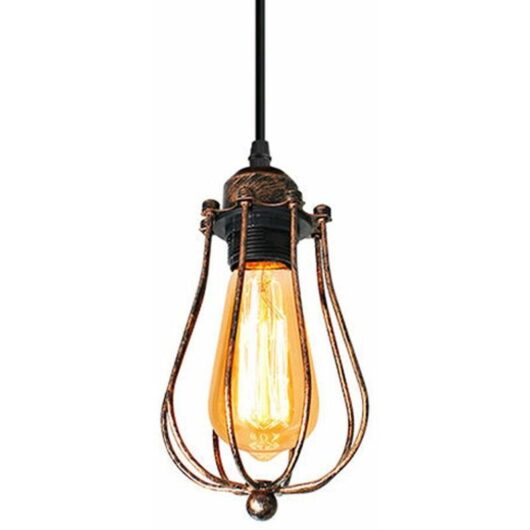 Vintage Industrial Pendant Lamp E27 Lights Retro for Cafe House Loft Kitchen Living Room and Hotel Bedroom (Rust)