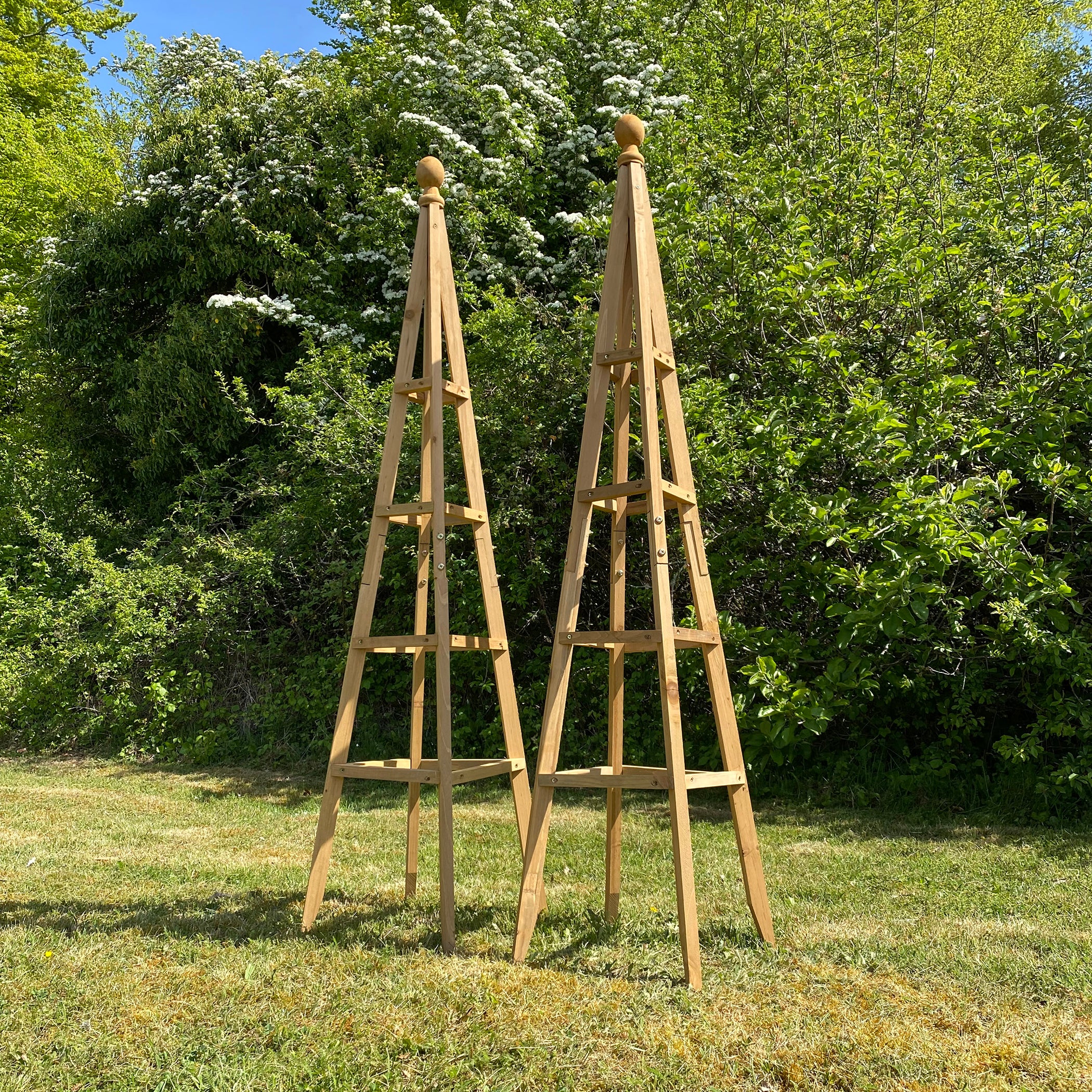 Wooden Garden Obelisk Plant Support for Climbers (1.5m tall) - Pack of 2