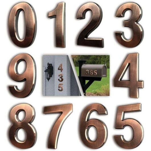 10pcs Self-Adhesive House Number Plates, Mailbox Numbers, Door Numbers 0-9, House Numbers, House Number Signs for Hotel Rooms, Shops, Commercial