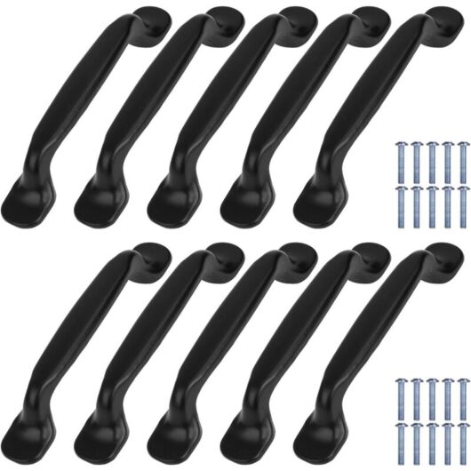 10x Kitchen Cabinet Door Handles, Cupboard Drawers, Bedroom Furniture, Pull Distance 96 mm, Aluminium, with Screws, for Kitchen Cabinet Door Handles,