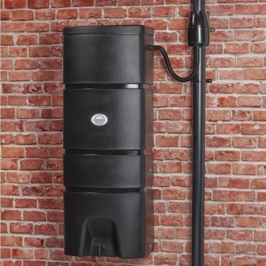 160L Wall Mounted Water Butt Space Saving Rainwater Tank - Black
