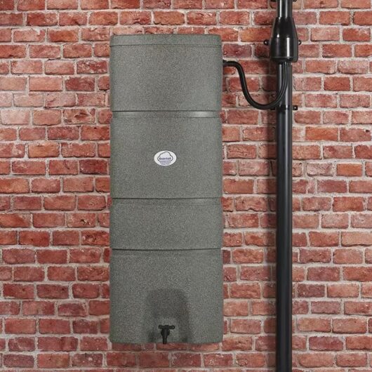 160L Wall Mounted Water Butt Space Saving Rainwater Tank - Green Grey