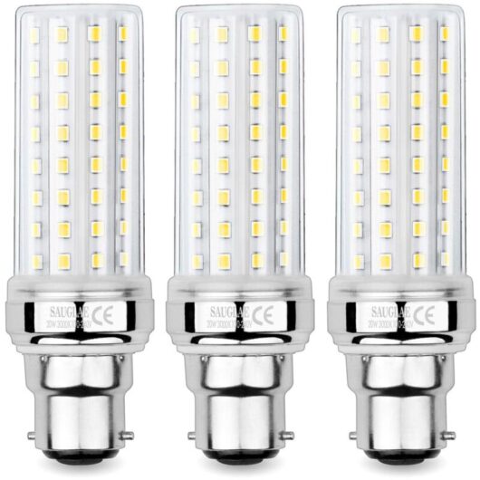 20W led Corn Bulbs, 150W Incandescent Equivalent, 2300lm, 3000K Warm White, B22 Bayonet Bulbs, 3 Pack