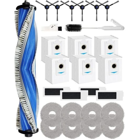27 Replacement Accessories for ECOVACS DEEBOT T30S/T30S PRO/T30S AI, 1 Main Brush, 6 Side Brushes, 4 HEPA Filters, 6 Vacuum Cleaner Bags, 8 Cleaning