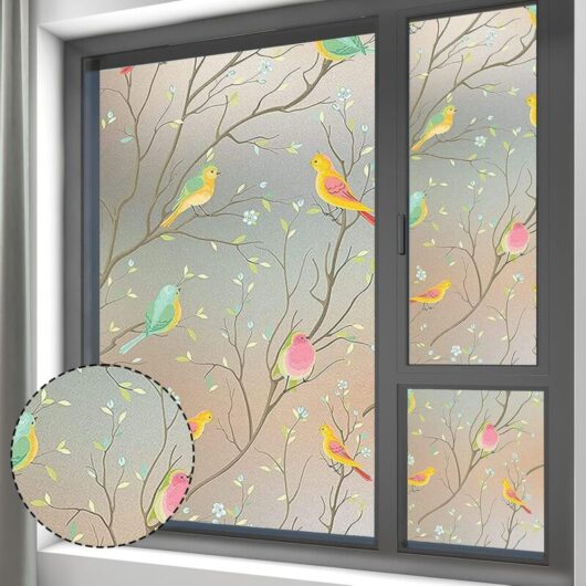 (45x500 CM) Electrostatic Window Film Anti-Peep Glass, Decorative, Blackout Anti-UV Frosted Opaque Glazing for Home Office Bedroom Kitchen
