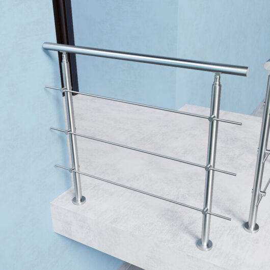 Aica 80x106cm Stainless Steel Handrail with 3 Cross bars Balustrade Stair Grab Rail suitable for Outdoor and Indoor