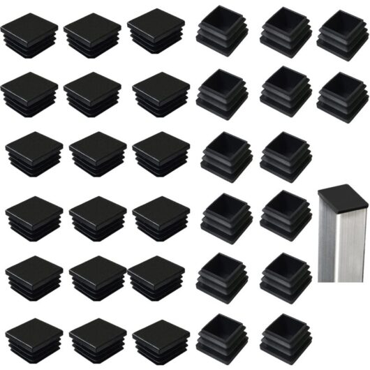 Aougo - 32 pieces slatted caps for square tubes 40 x 40 mm, black plastic squares, square caps for metal products/chairs/sofas/tables