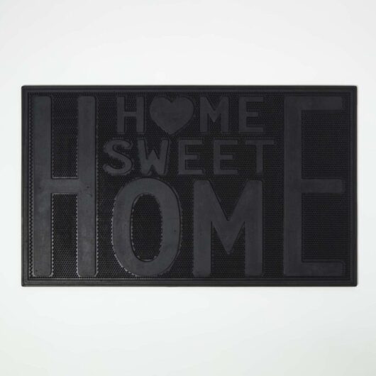 Black Rubber Home Sweet Home Non-Slip Doormat - Homescapes