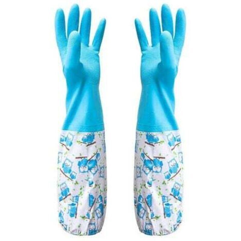(Blue) Rubber gloves for ponds and drainage - Household chores and gardening, garden maintenance, weeding, washing, cleaning, dishwashing - To