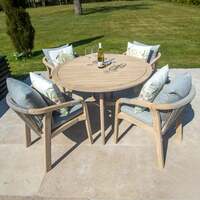 Bracken Outdoors Charlton Acacia Wood and Rope 4 Seat Round Dining Garden Furniture Set