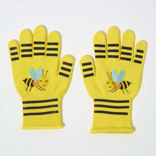 Children's Gardening Gloves with Yellow Bee Design - Homescapes