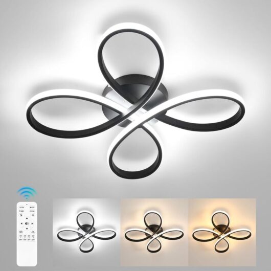 Comely Modern Dimmable LED Ceiling Light 40W 4500LM 40cm, 3000K-6500K CCT Colour Changing with Remote Control, Flower Shape White Flush Mount for