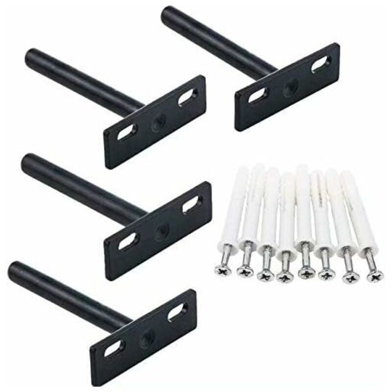 Floating Shelf Brackets, 4-Piece 10mm Wall-Mounted Shelf Brackets, Invisible Concealed Shelf Supports with 8 Screws and 8 Expansion Tubes