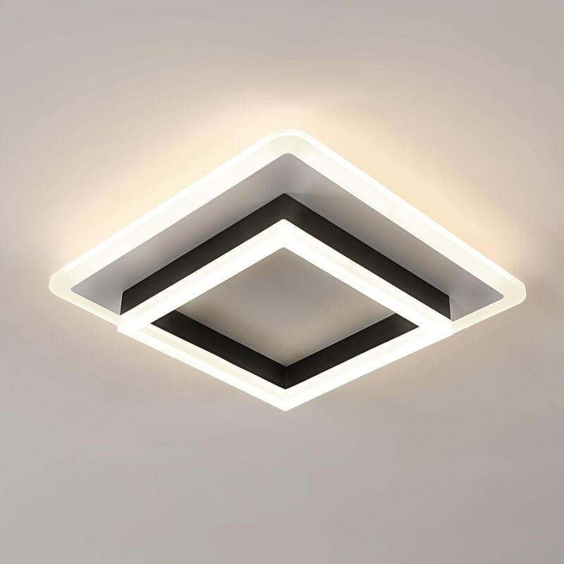 Goeco - Black Square led Ceiling Light, 30W 3375LM, Lighting Fixture for Living Room, Hallway, Bedroom, Bathroom, Kitchen, Neutral Light 4500K, 30CM