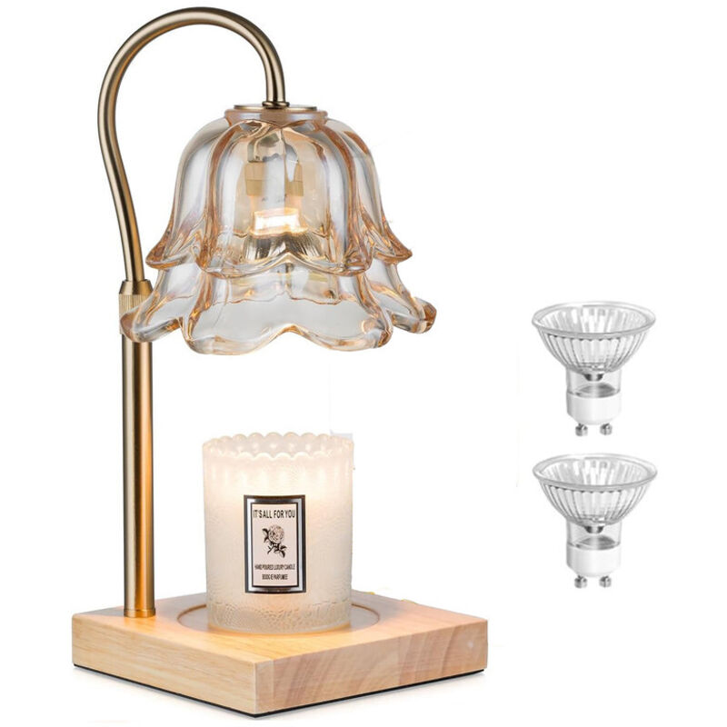 Gold Flower-Shaped Candle Warmer Lamp - Height Adjustable with Timer, Melts Wax Without Flame, Elegant Home Decoration, Gift Idea