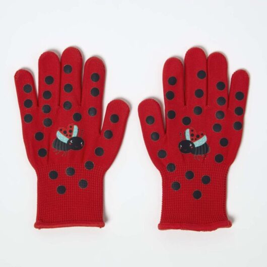 Homescapes - Children's Gardening Gloves with Red Ladybird Design