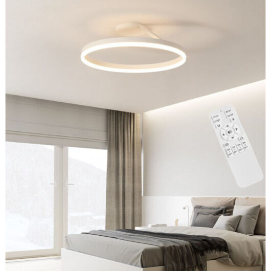 Indoor Semi Flush Mount Ceiling Light, Acrylic Ceiling Lights, Iron Outer Ring, 3 Color Temperature Stepless Dimming, 40x16cm
