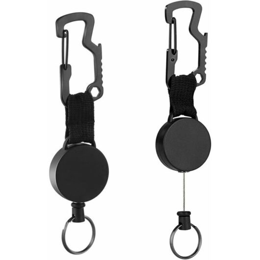 Linghhang - 2 Pieces Retractable Keychain Reel, Retractable Extendable Keychain, Extendable Keychain with Rope, for Key Ring, id Card, Badge