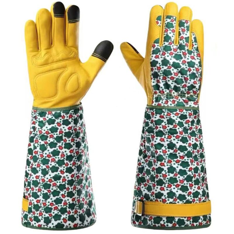 Long gardening gloves for women: Protect thorns and forearms while pruning roses. Breathable leather gloves. Ideal gift for gardeners.