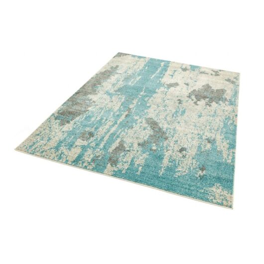 Lord Of Rugs - Nova NV15 Abstract Rug for Modern Living Room Bedroom Painterly Art Duck Egg Blue Grey Rug in Large 160x230 cm (5'3'x7'7')