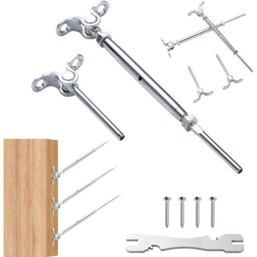 Mophorn - 30pcs T316 Stainless Steel Cable Railing Kit/Hardware for Wood Post, 0-180 Degree Adjustable Angle, Easy Install, Silver. Marine Grade for