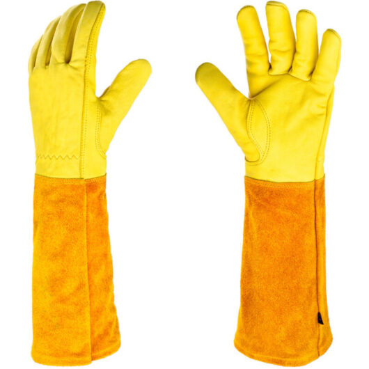 Pair of Gardening Gloves Leather Protection Gardening Gloves for Thorns and Brambles and Work Gloves, m