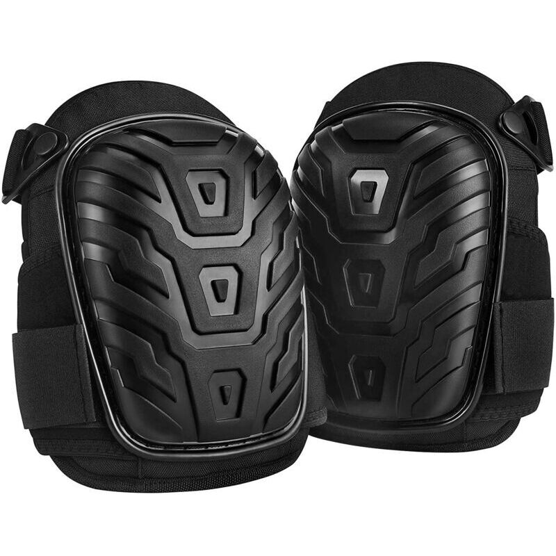 Professional, highly resistant, non-slip gel knee pads with double straps and easy-to-attach adjustable clips for work, gardening, carpentry, and