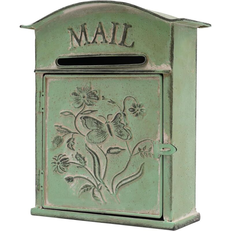 Wall Mounted Mailbox, Post Box Wall Mounted Waterproof Vintage mailbox Antique English Cast Mailboxes with Loackable Latch Retro Mail Post Box for